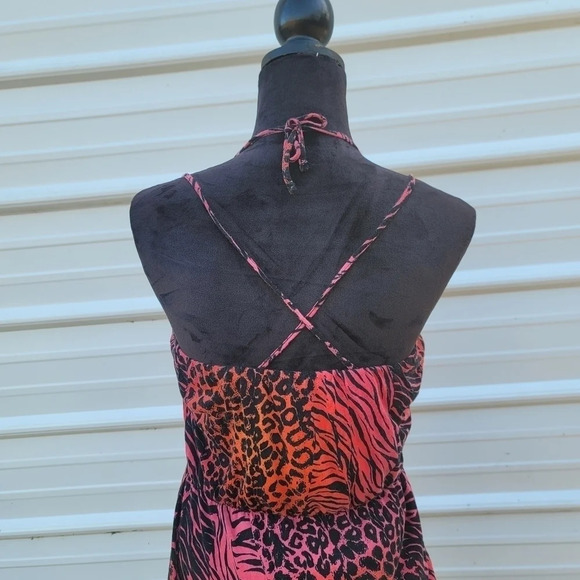 Volcom Women's Red Black Jersey Stretch Casual Strappy Sun Layered Dress M (12) - Picture 9 of 10